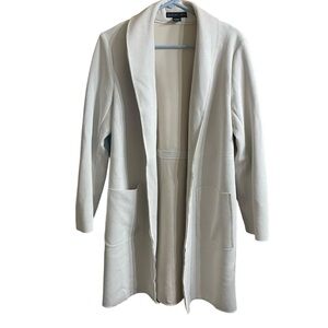 Joan Vass Faux Leather Open Front Cardigan Jacket Size Medium